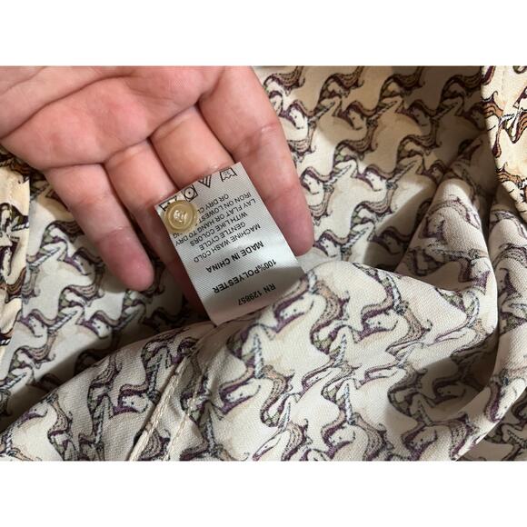 The Shirt by Rochelle Behrens LARGE unicorn print flowy button down boho womens - Picture 4 of 9